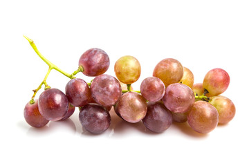 Bunch of red grapes isolated on white