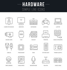 Set Vector Line Icons of Hardware