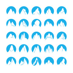 blue mountain icons in circle shapes