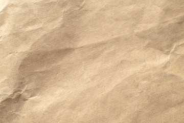 Brown crumpled paper texture background.