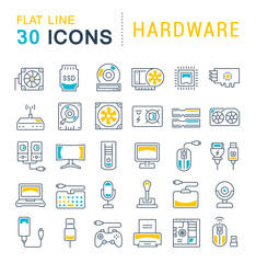 Set Vector Line Icons of Hardware
