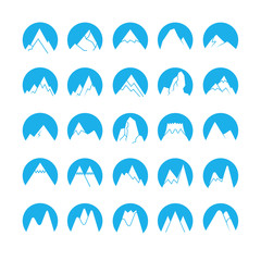 blue mountain icons in circle shapes