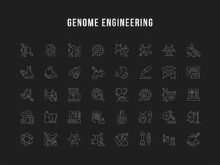 Set Vector Line Icons of Genome Engineering