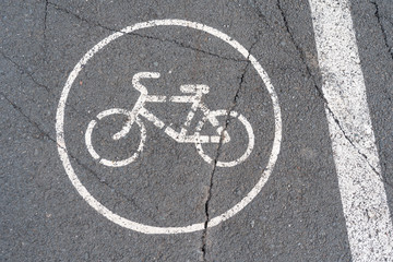 Fototapeta na wymiar only for bike, road sign painted on asphalt