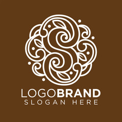 S Letter Floral logo vector