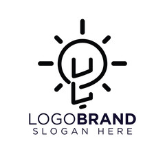 UL Initial Letter with creative bulb Logo vector © desbayy