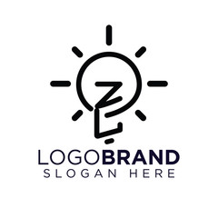 ZL Initial Letter with creative bulb Logo vector