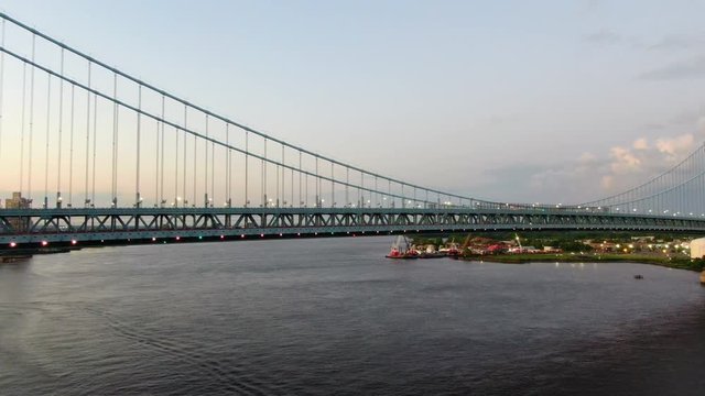 Views of the Ben Franklin Bridge in Philadelphia