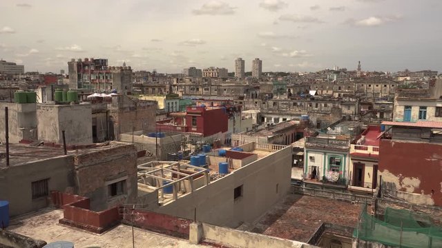 Famous skyline of old buildings and houses in lovely Havana city, Cuba