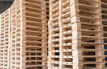 stack of wooden pallet, material of industrial transportation.