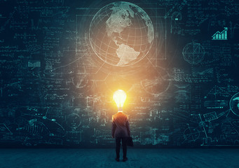 Bulb head solving math problem