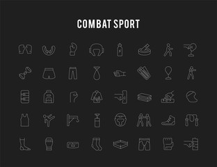 Set Vector Line Icons of Combat Sport.