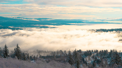 Cloud inverion over Fraser Valley, BC