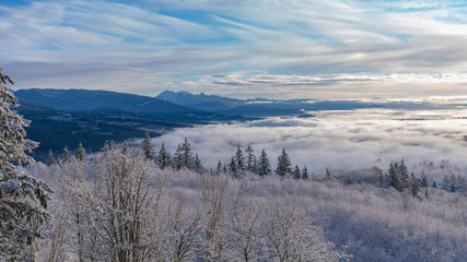 Cloud inversion over Fraser Valley, as seen from Burnaby Mountain - Winter