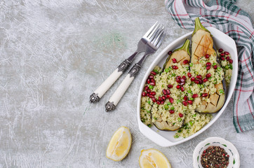 Fried eggplant with couscous