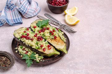 Fried eggplant with couscous