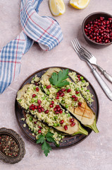 Fried eggplant with couscous
