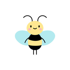 Honey bee vector icon, character in flat style.