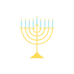 Menorah 9 candle candelabrum, vector illustration.