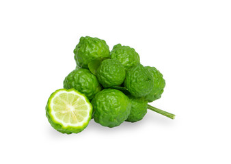 bergamot fruit and bergamot with half  isolated on white background
