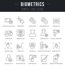 Set Vector Line Icons of Biometrics