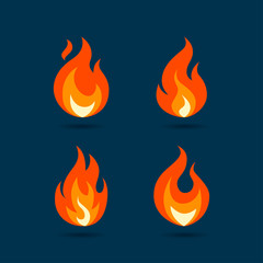 Simple vector flame icons in flat style
