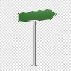 Green Blank Street Sign Isolated Transparent Background