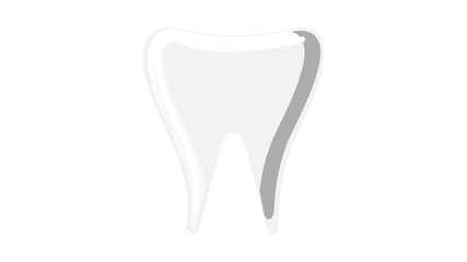 Beautiful medical white primary milk tooth crown stomatologic on a white background. Vector illustration