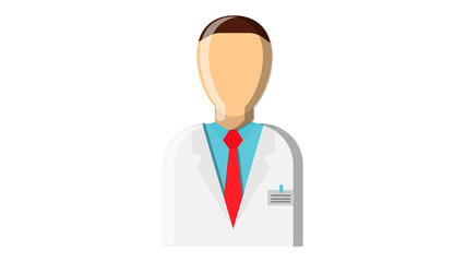 Beautiful medical professional, doctor in white coat, medical staff on a white background. Vector illustration