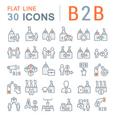 Set Vector Line Icons of B2B