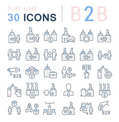 Fototapeta na wymiar Set Vector Line Icons of B2B