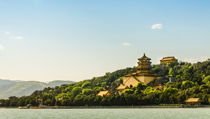 Beijing Summer Palace Foxiangge temple in gold color