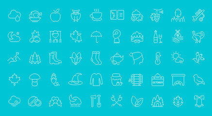 Set of Line Icons of Autumn