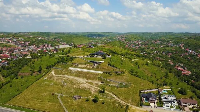 View of the ciuperca in Oradea. View from the drone. Construction site, renovation