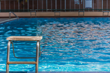 empty platform in swimming pool day time.