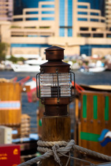 Marine marker lamp at the city pier.
