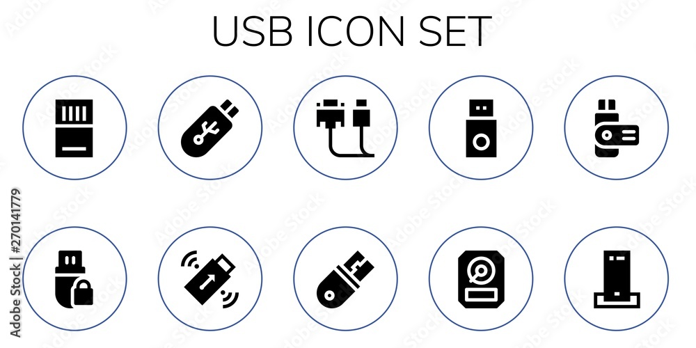 Wall mural usb icon set