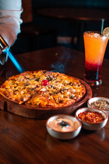 pizza in restaurant