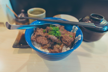 image of rice with japanese fried meat.