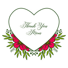 Fototapeta premium Vector illustration banner thank you mom with elegant red wreath frame