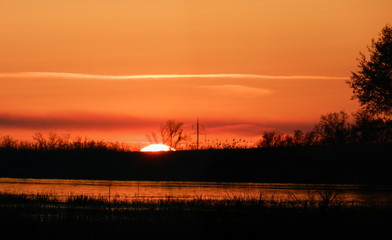 sunset over river