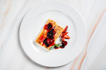 crepes with strawberry and cottage cheese