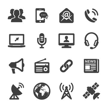 network and communication vector icon set