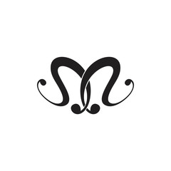 letter m linked curves loop logo vector