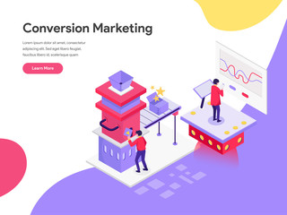 Fototapeta na wymiar Landing page template of Conversion Marketing Illustration Concept. Isometric flat design concept of web page design for website and mobile website.Vector illustration
