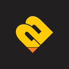 simple geometric pencil design logo vector
