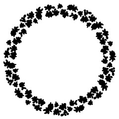 Flowers black wreath ornament silhouette. Flower pattern design element