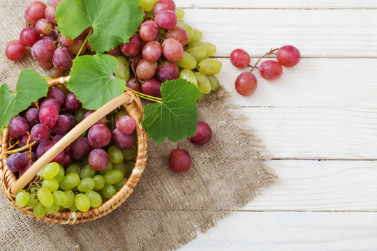 grape on wooden background