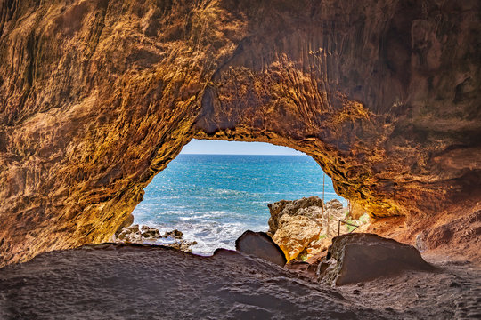 Cave called Grotta delle capre near San Felice Circeo, Italy.