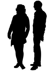 Couple of young guy and girl on white background